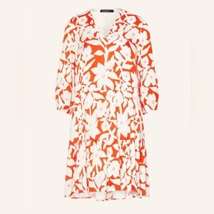 Marc Cain Red and White 3/4 Sleeve Tiered Midi Dress Sz M (N3) US 8 - Pre ❤️ EUC